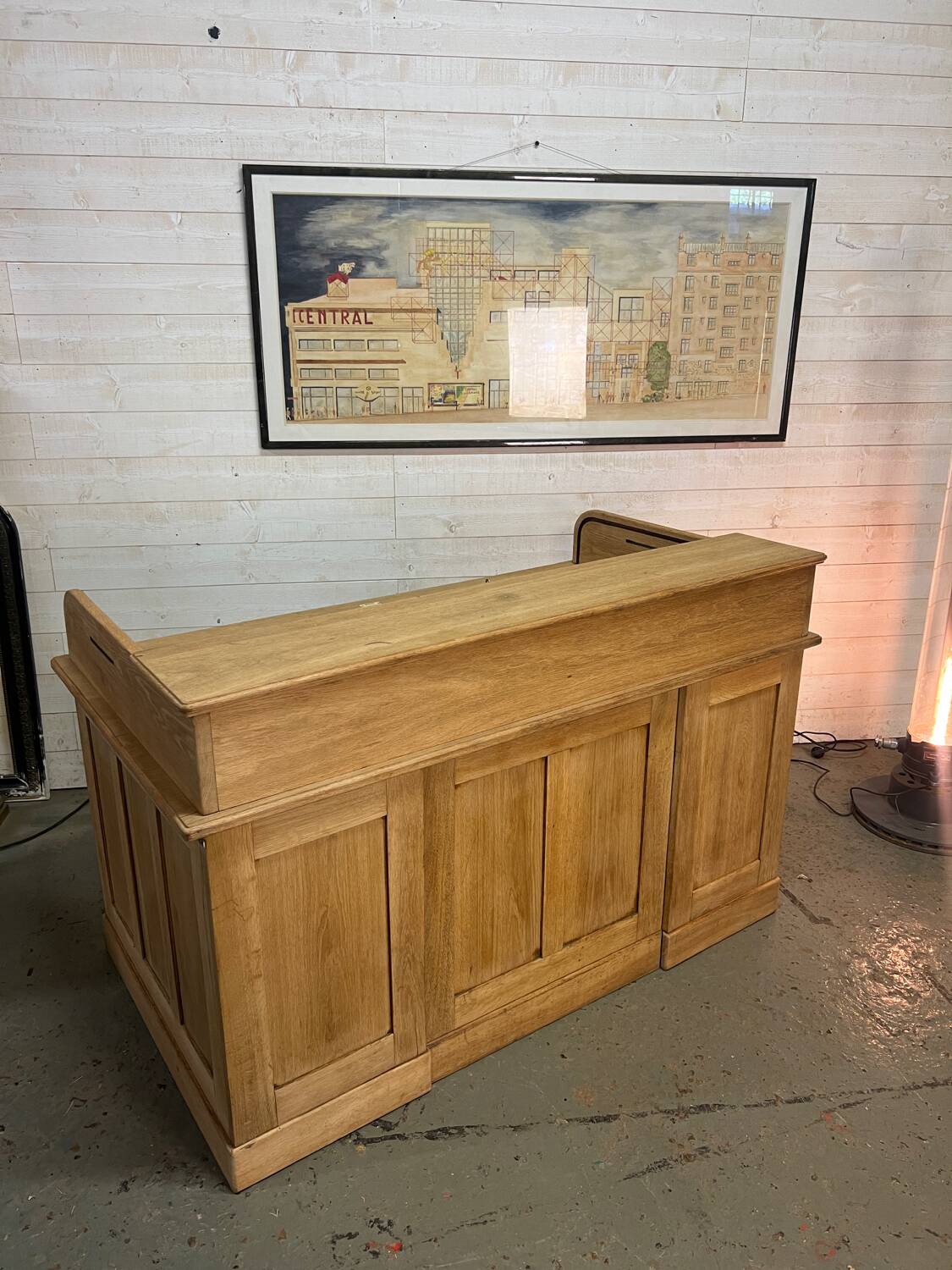 1920s American oak curtain desk