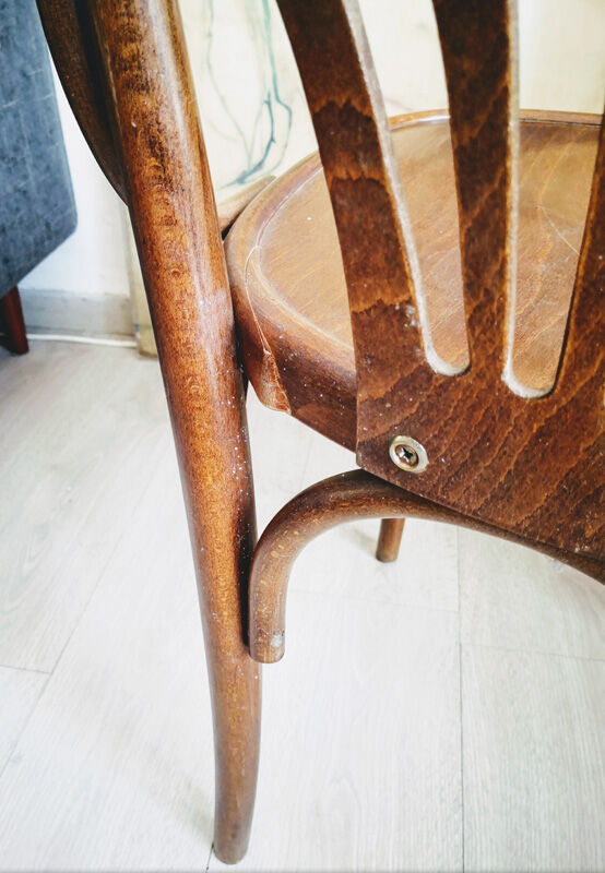 Fauteuil de bureau des années 50 en bois courbé