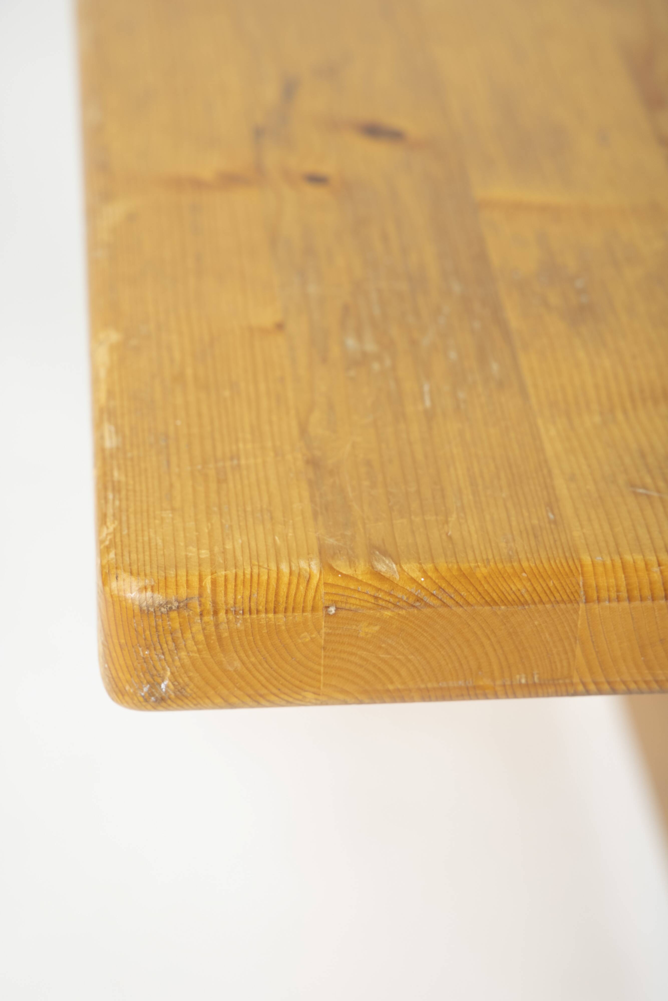 Solid pine table by Charlotte Perriand for Les Arcs, 1970s