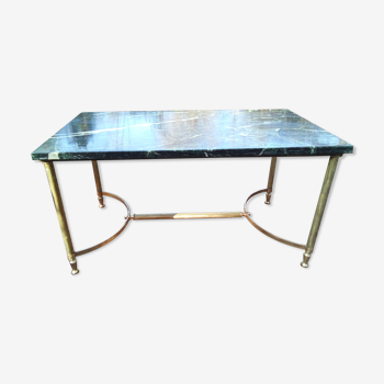 Coffee table brass and sea blue marble