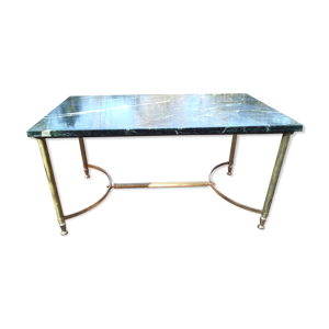 Table basse laiton et marbre bleu