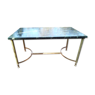 Coffee table brass and sea blue marble