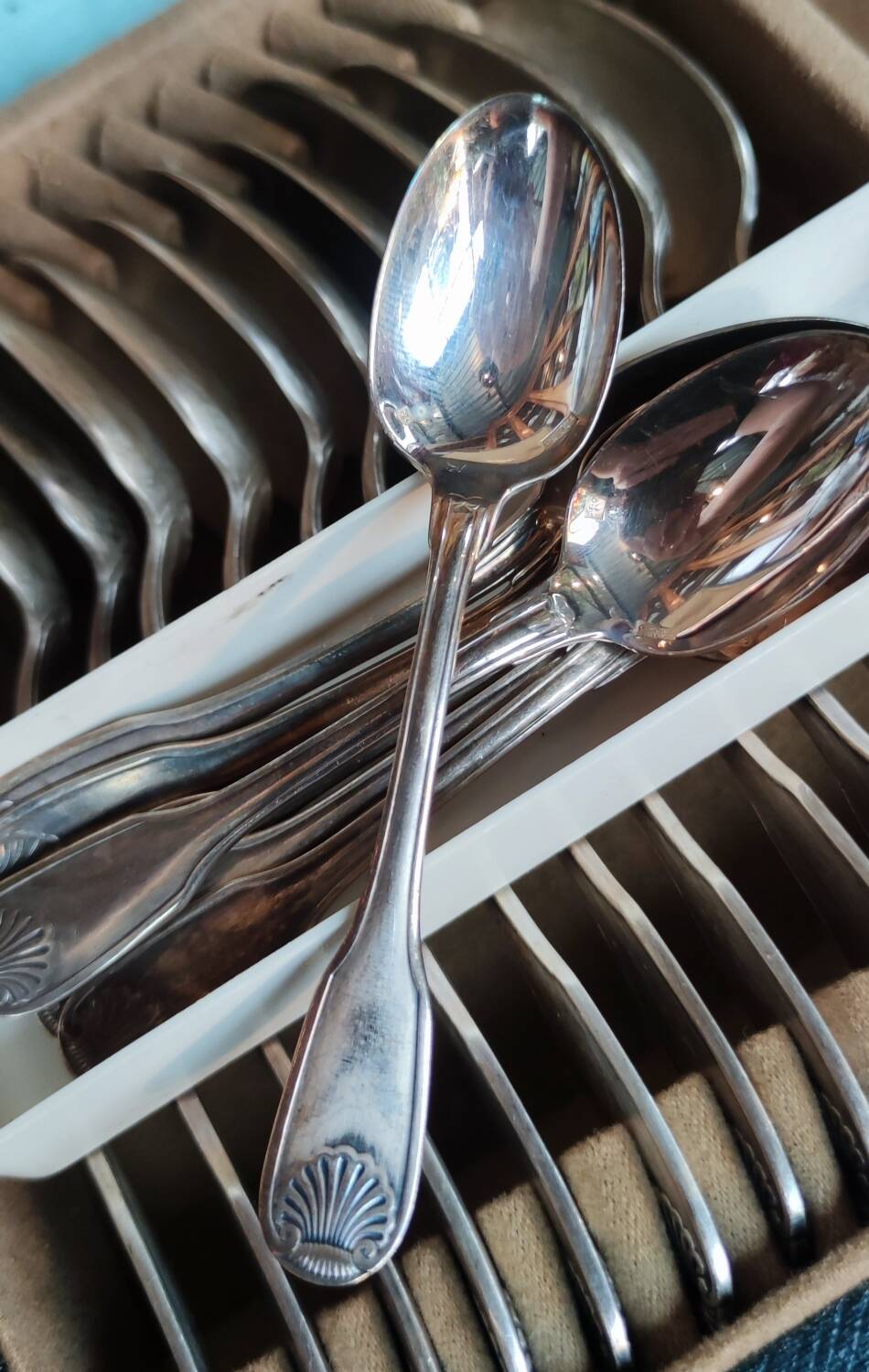Old Christofle 57-piece shell model cutlery set