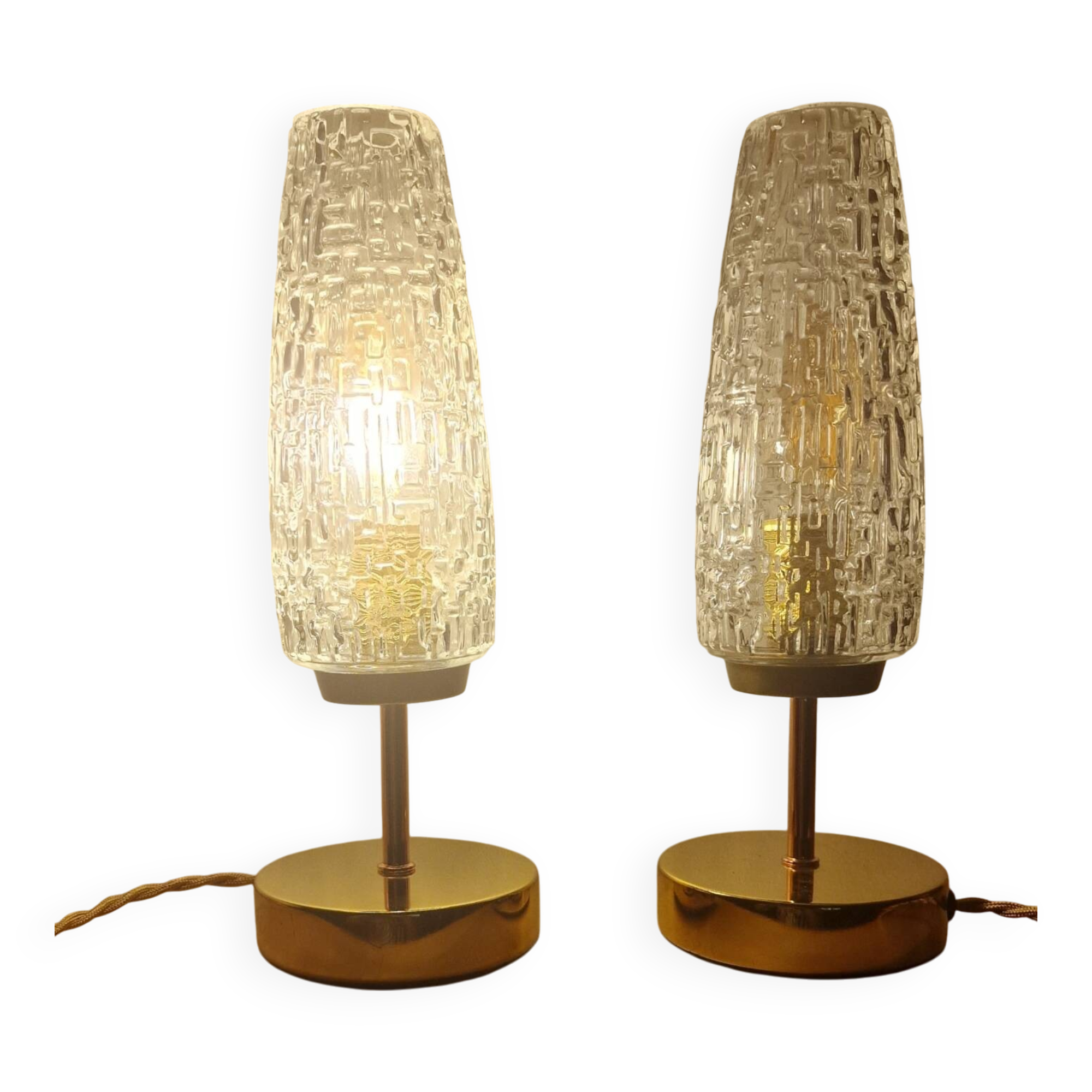 Arlus Textured Tulip Touch Bedside Lamp Duo