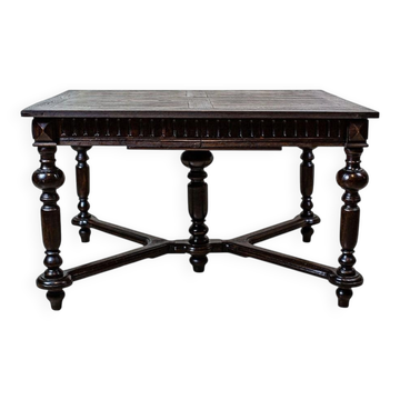 Table à manger rectangulaire en chêne antique, années 1890