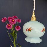 Vintage blue opaline tulip ride with flower design