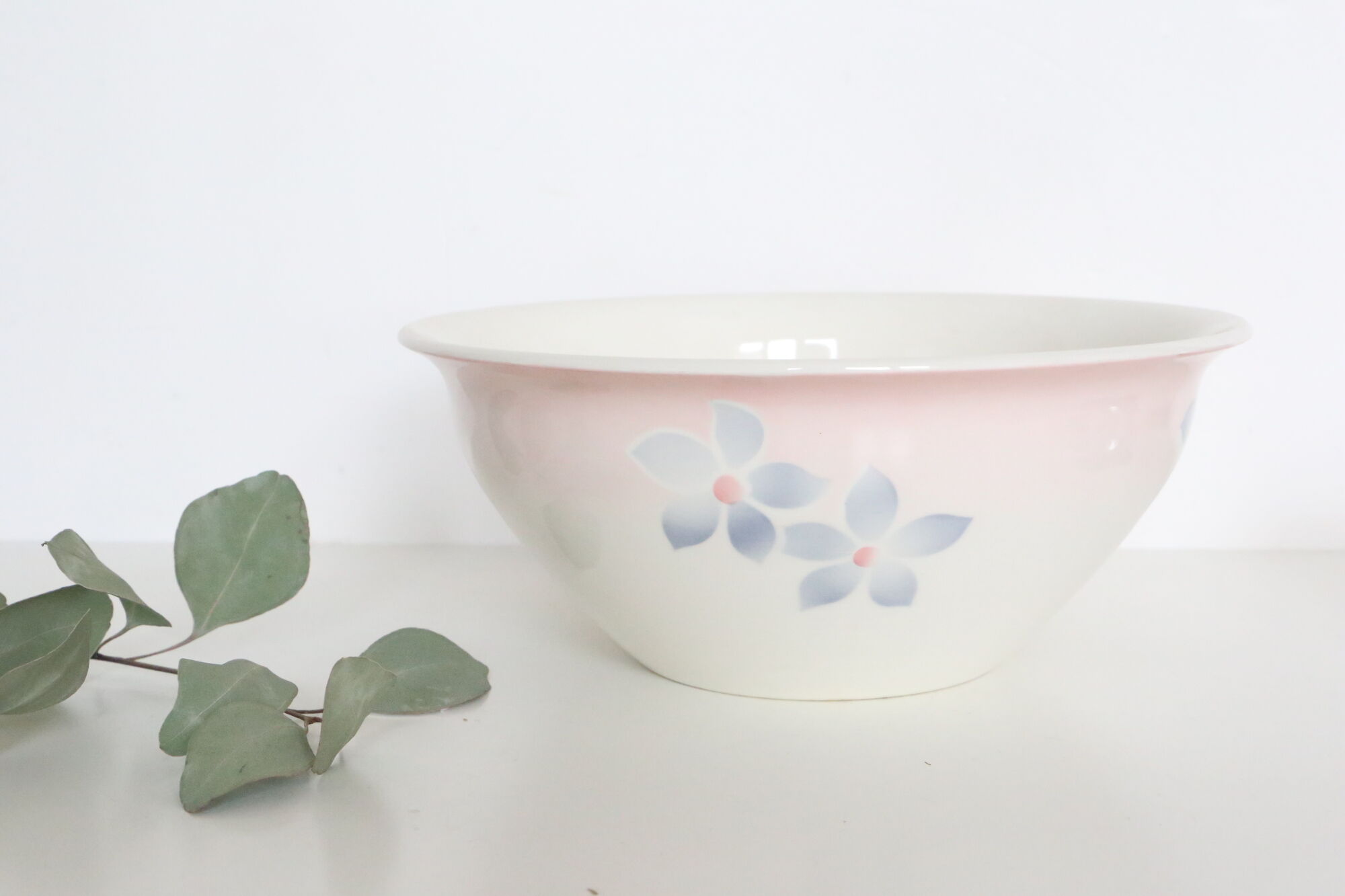 Antique ceramic salad bowl, moulin des loups, 1980, french manufacture