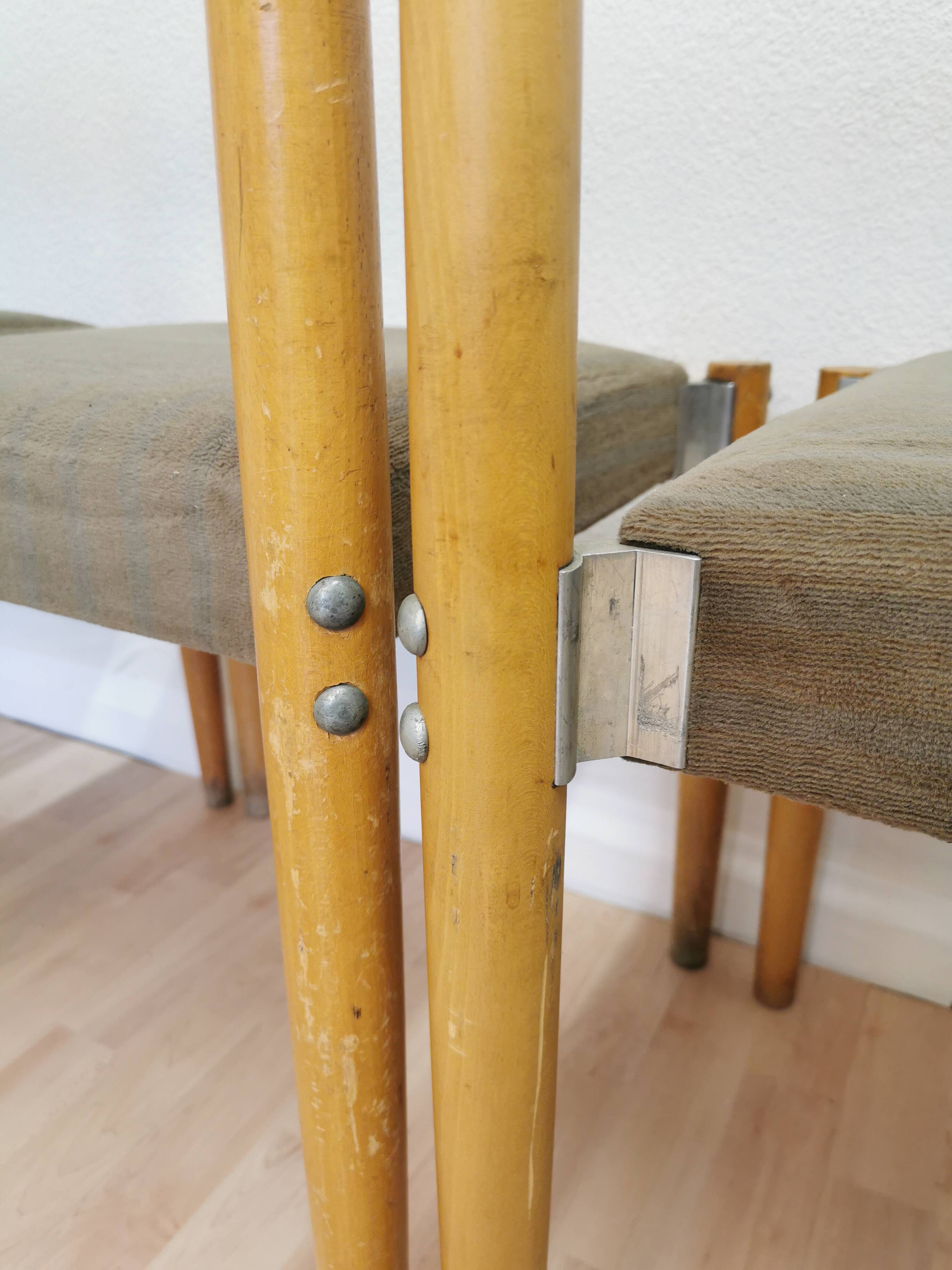 Vintage Miroslav Navratil Dining Chairs: 1970s Czechoslovakia, Gray Fabric