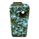 Antique marei vase rectangle shape fat lava green & white vintage