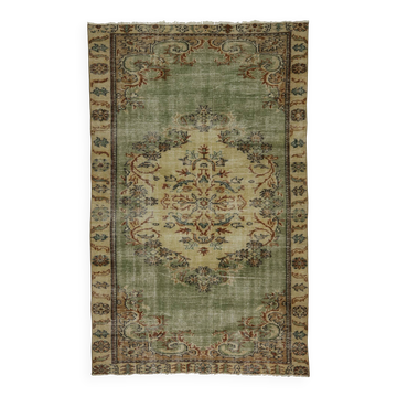 One-of-a-kind turkish handwoven vintage rug - rustic vintage charm 255x 165