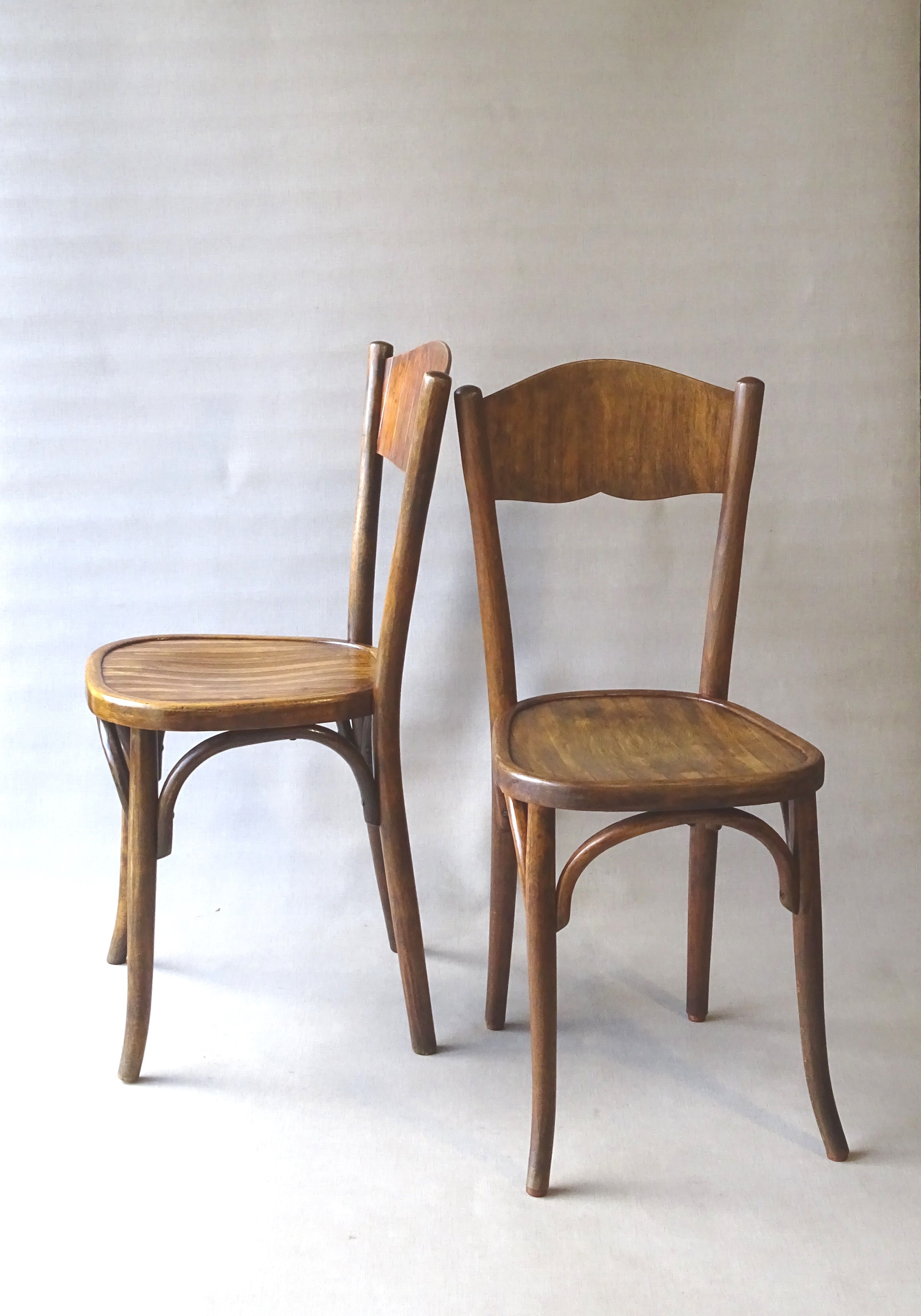 Pair of bistrot chairs seated wood 1925