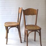 Pair of bistrot chairs seated wood 1925
