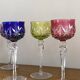 Set of 6 large Rhine Roemer wine glasses in coloured crystal.