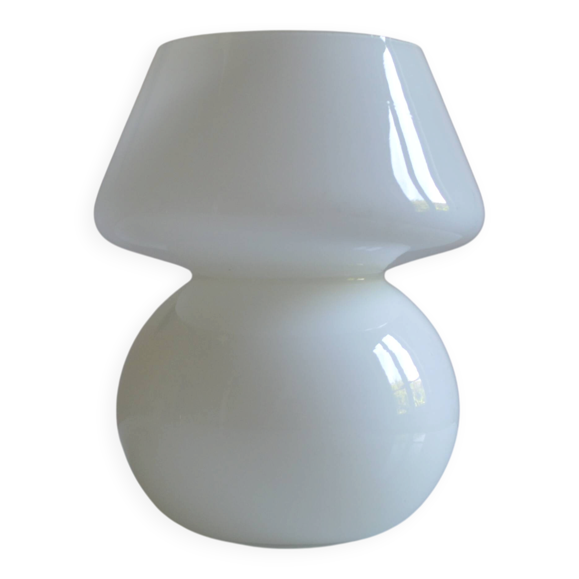 mushroom night light opal glass white Italy 80's 1980