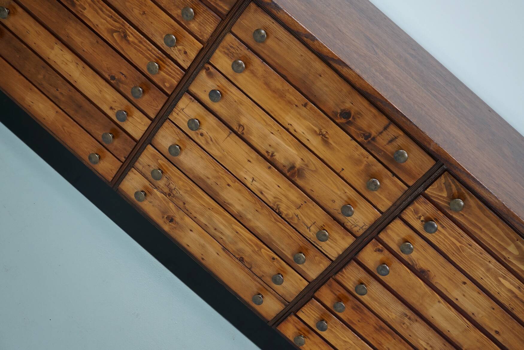 Vintage German pine and oak apothecary cabinet, 1950s