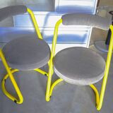 2 Chaises en métal jaune des années 70
