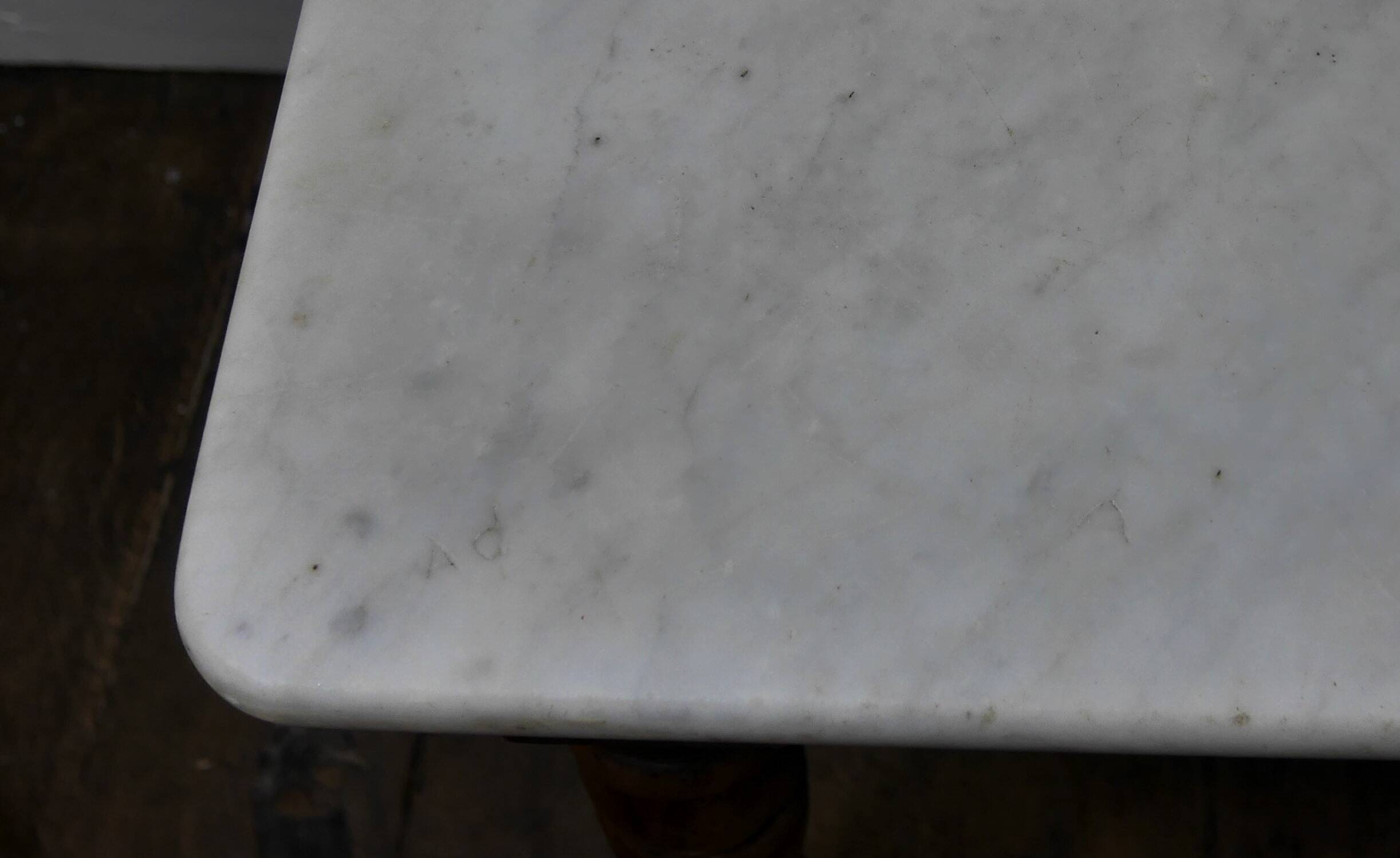 old marble and wood office bistro table 1850