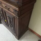 Glass-fronted walnut bookcase