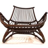Manou rattan lounge chair in pagoda style with ottoman