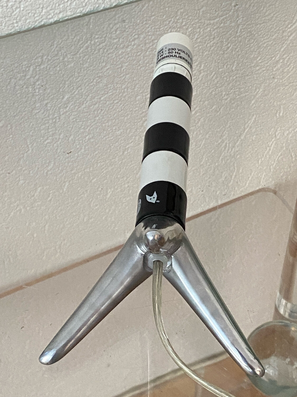 Lamp base, rocket shape, Deshoulières porcelain