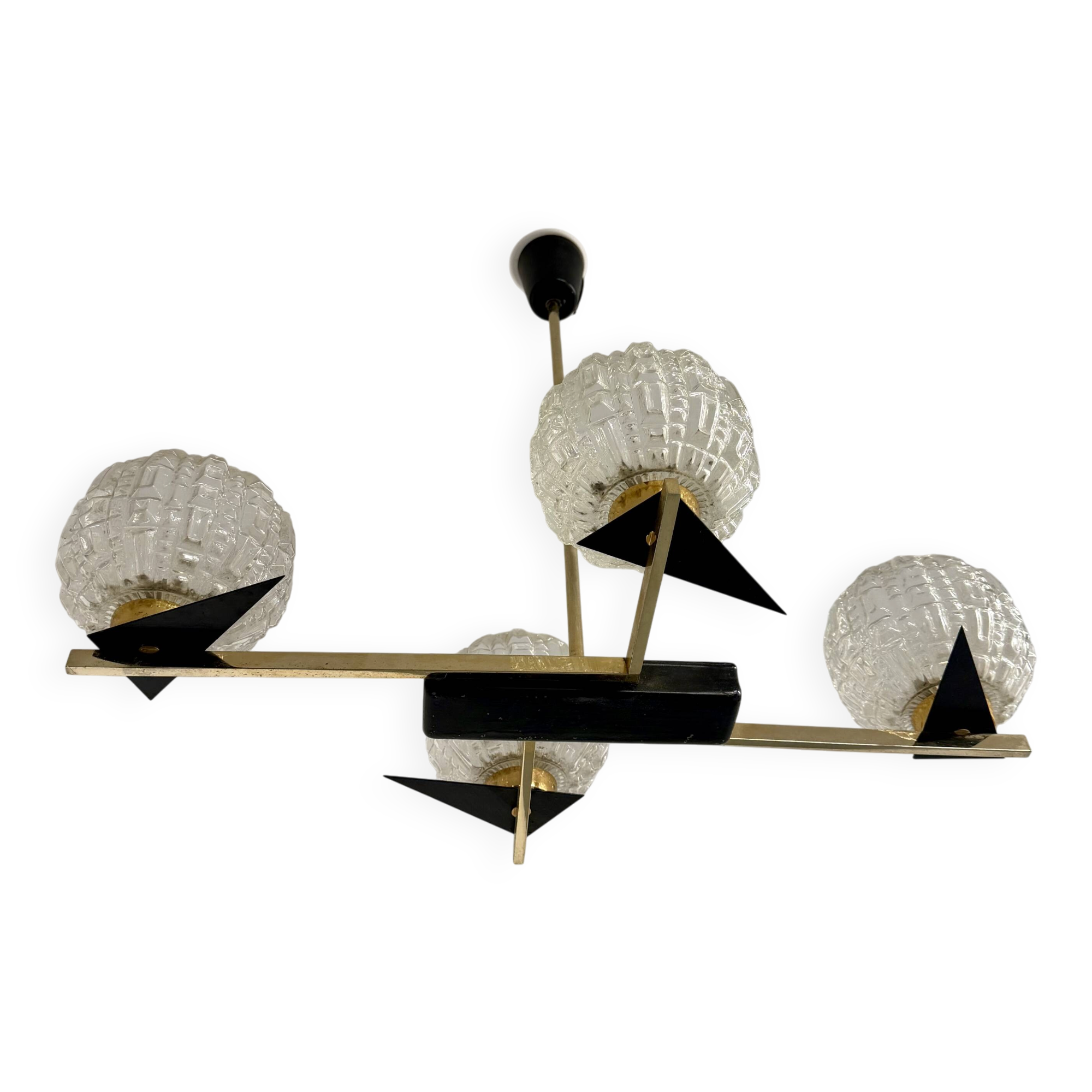 Lampe Suspension Maison Arlus 4 feux design français année 60