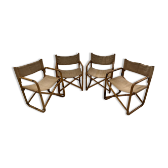 4 bamboo armchairs and foldable brass screws art deco style 1930s in their juice