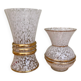 Lot de deux vases anciens en vere de clichy blanc