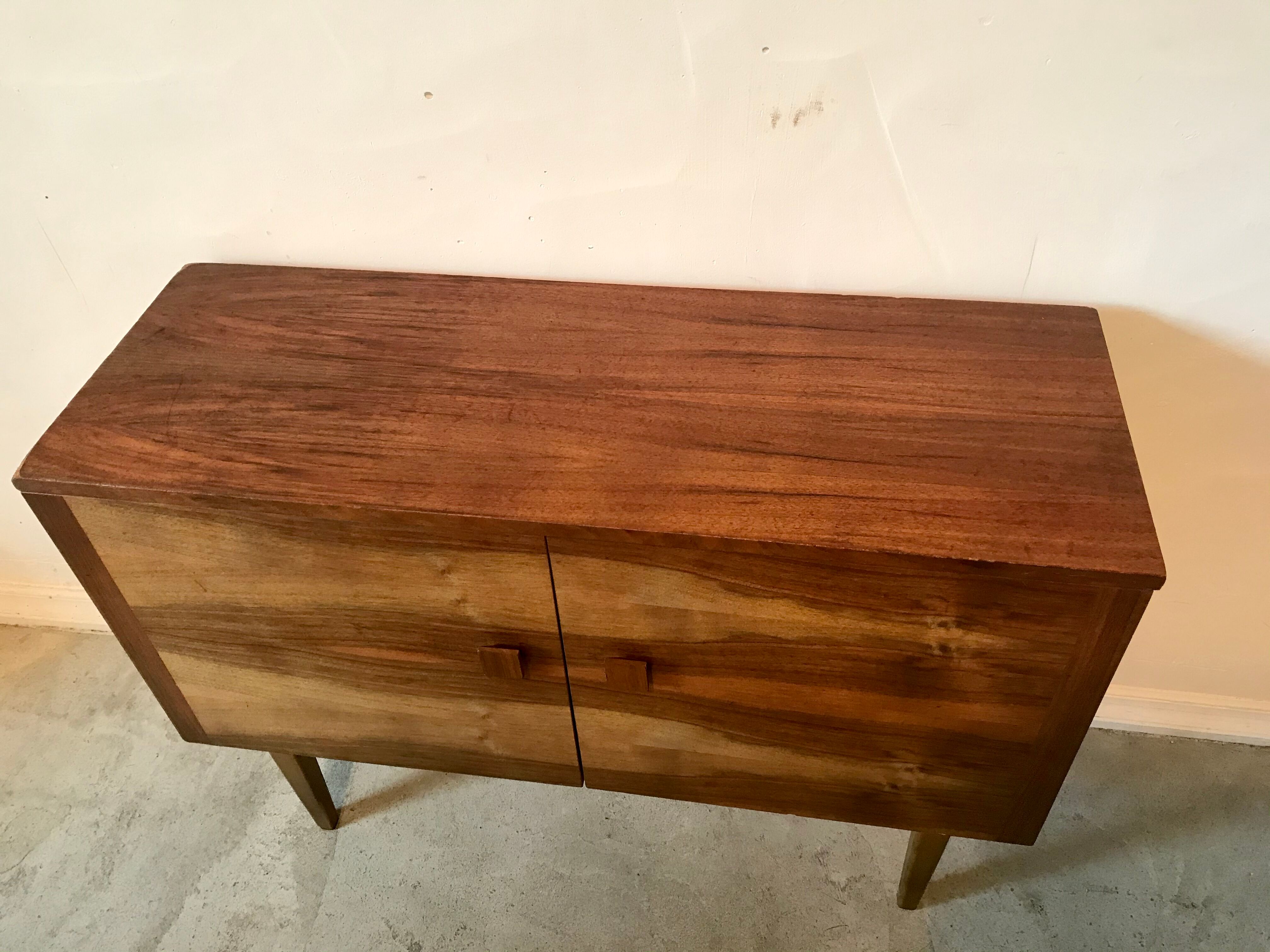 Mid-century vintage mid-century blond walnut storage cabinet