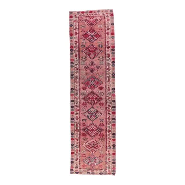 Pink Turkish Hand-Knotted Runner 86x317