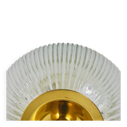 Large striped glass ceiling lamp in brass, Limburg, Germany, 1970s.