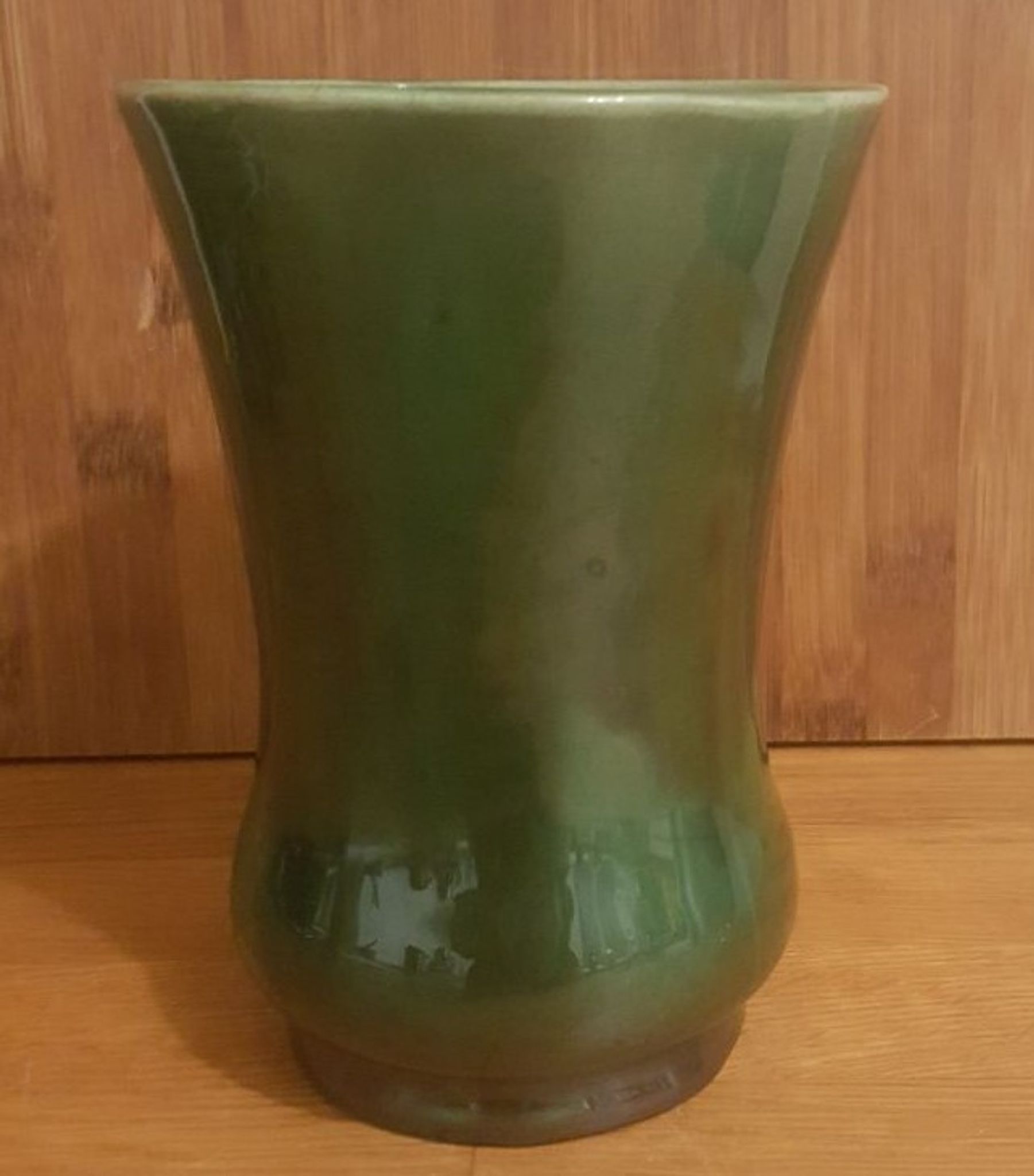 Vintage green ceramic vase 50s Belgium
