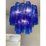 Contemporary blue "tronchi" murano glass sputnik chandelier