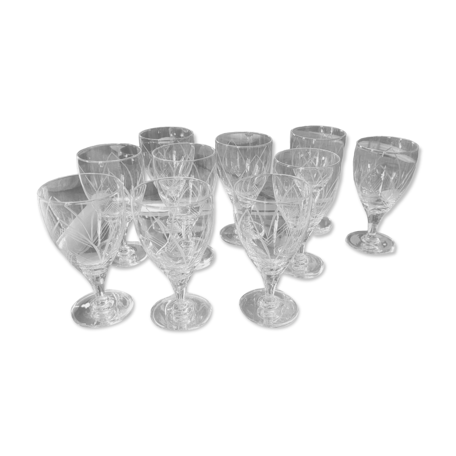 10 60's stemmed glasses