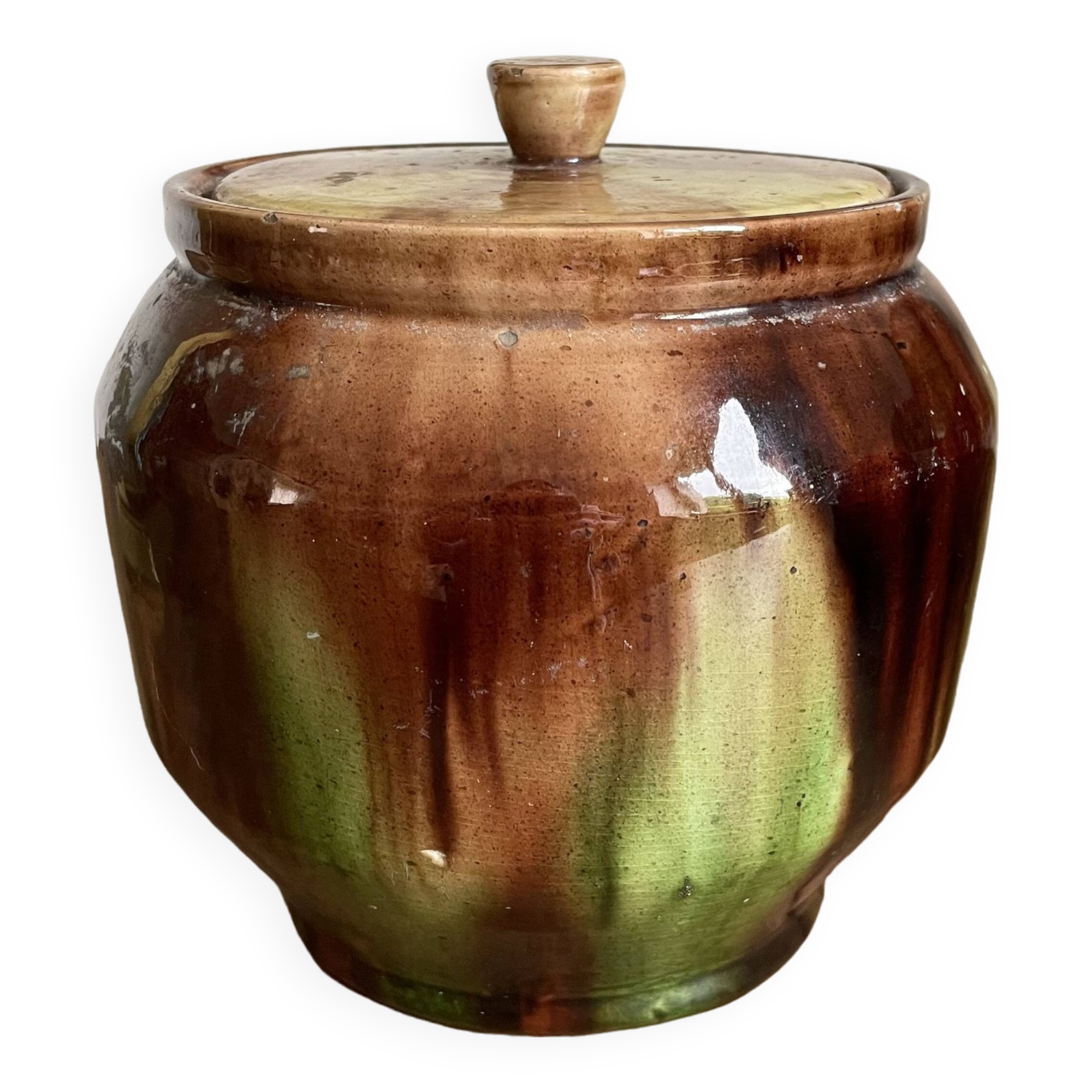 Glazed terracotta covered pot
