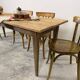 Old farmhouse table with tapered legs, late 19th to early 20th century.