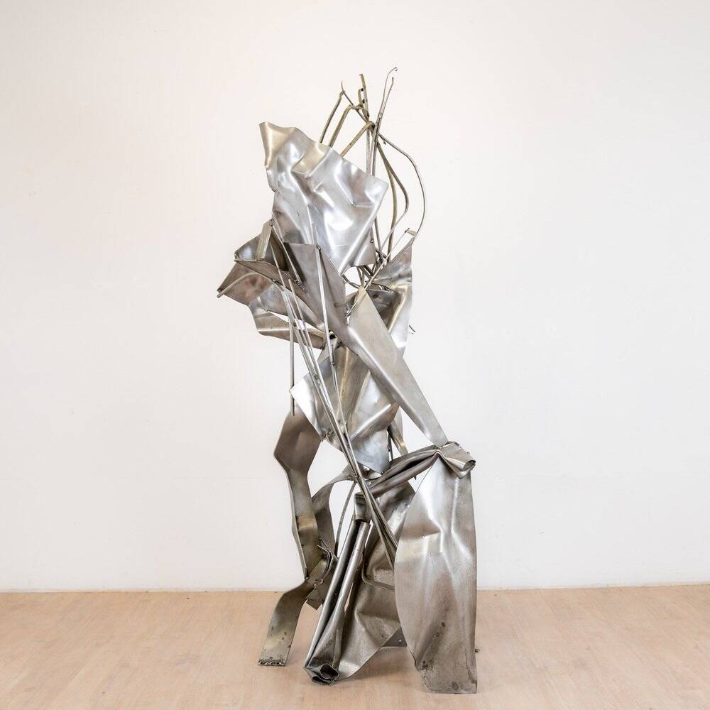 Albert Féraud, sculpture abstraite, 1976, acier inoxydable