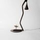 Vintage wrought iron candlestick from the 1960s, zigzag design with removable snuffer.