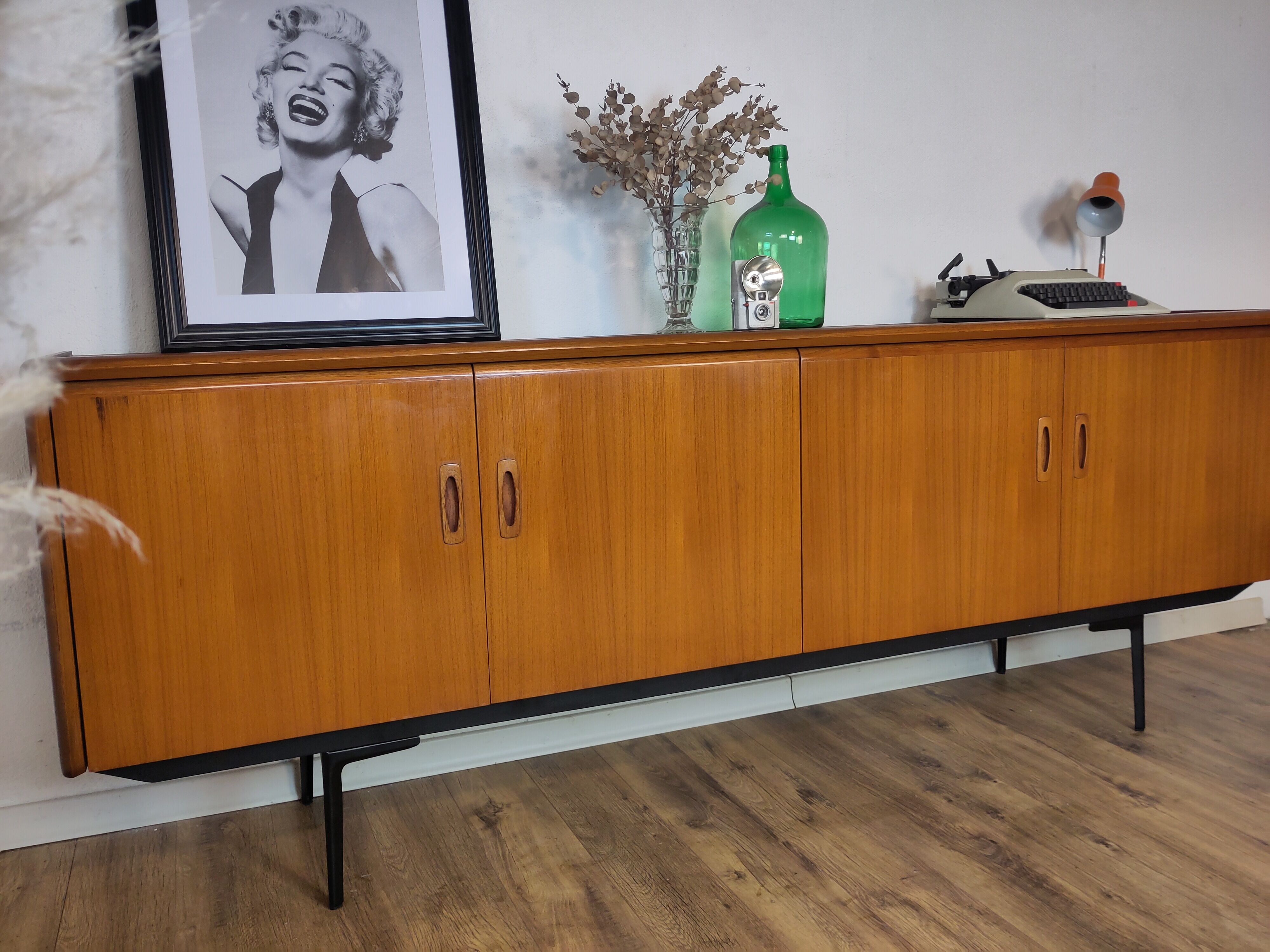 Scandinavian teak and metal sideboard