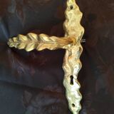 Large bronze door handle with cover plate