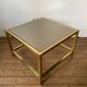 Vintage square brass and smoked glass coffee table