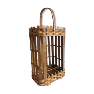 Bottle holder and Mini bar of rattan and wood