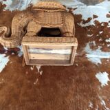 Wicker elephant side table
