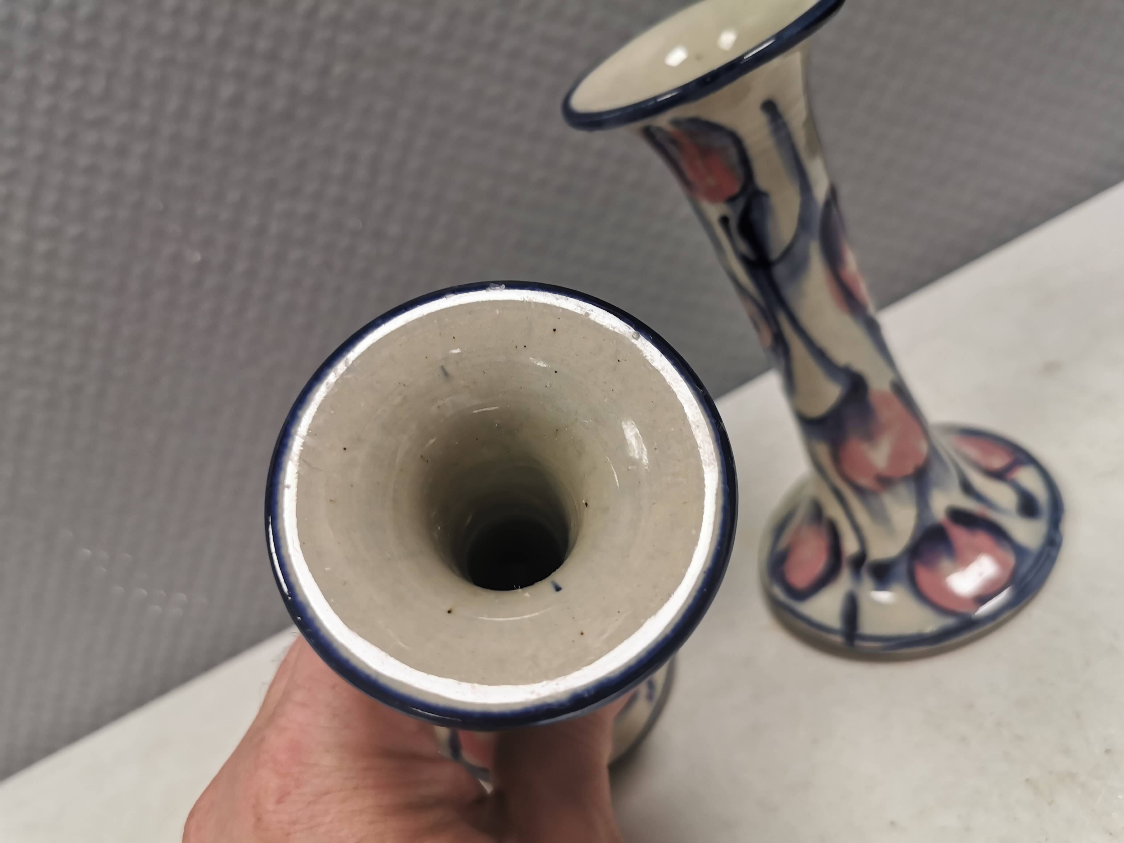 A set of painted ceramic candlesticks from Danish Fyrkat, 1970-80s.