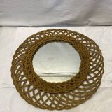 Artisanal vintage wicker mirror