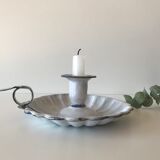 Candlestick in white enameled metal
