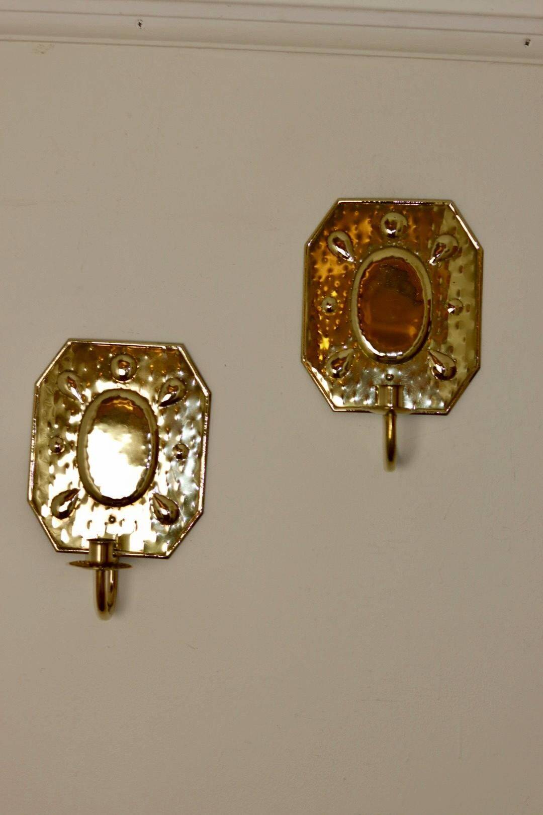 Pair Of Mid Century Swedish Brass Sconces
