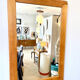 Miroir mural en pin de style scandinave, années 70