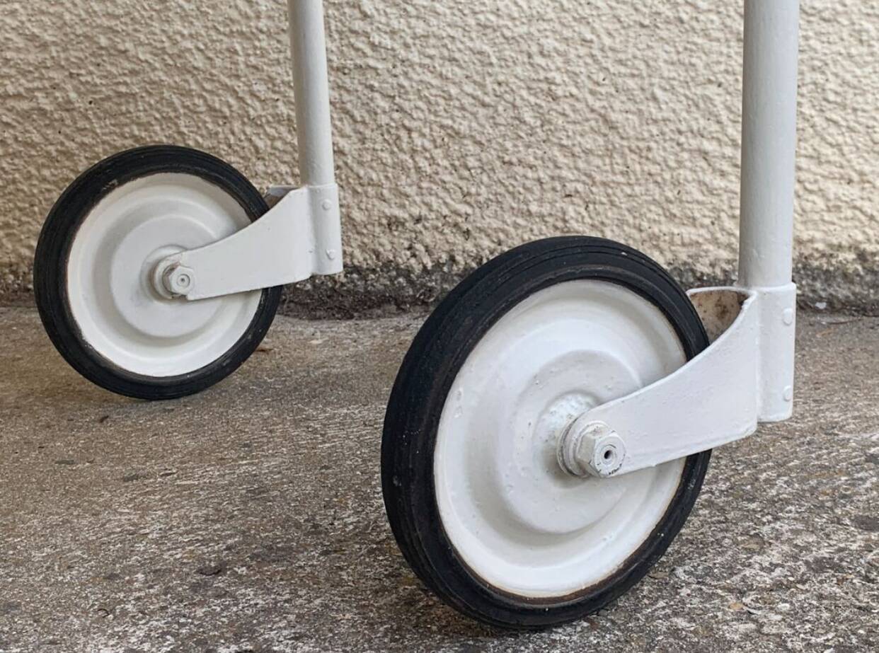 Vintage metal dessert trolley, openwork, 1950s.