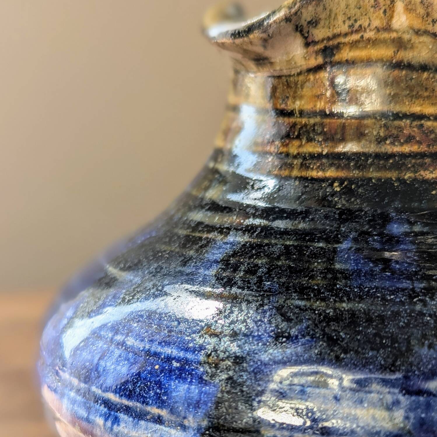 Lucien Talbot-Foucher La Borne vase in blue-brown glazed stoneware