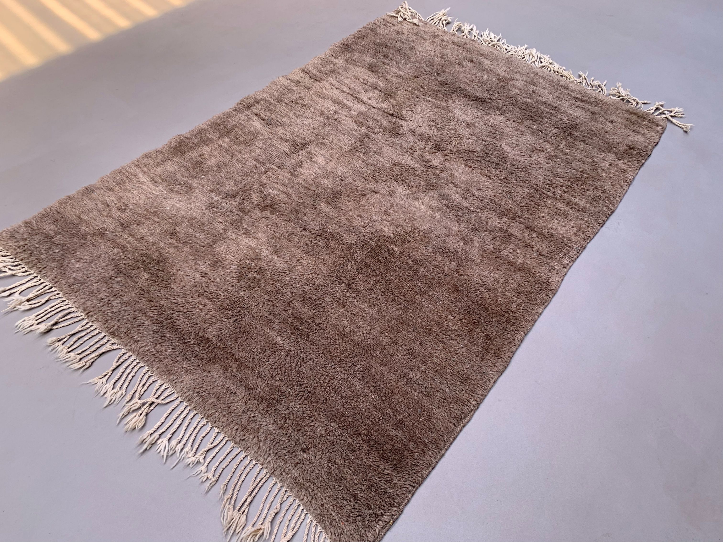 Vintage turkish camel hair rug 200x133 cm turkish carpet beige, medium